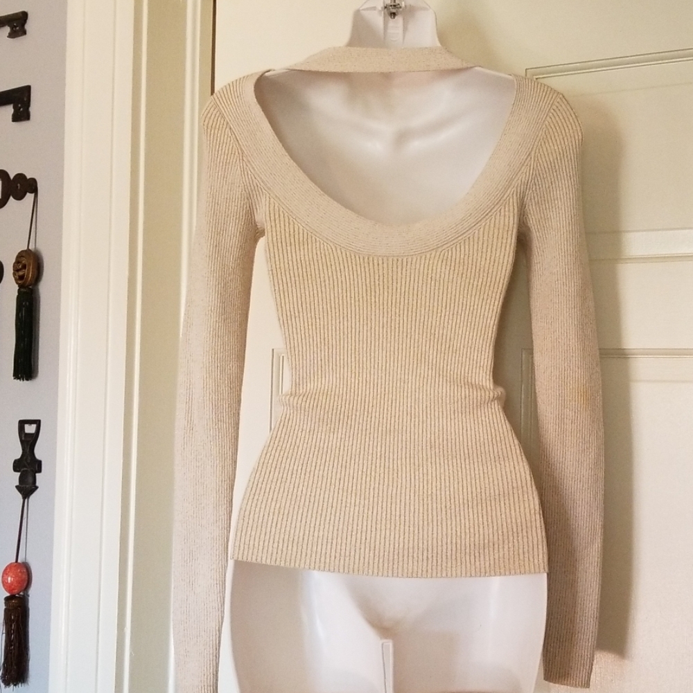 Gold Infused Scoop Back Sweater - Picture 3 of 8